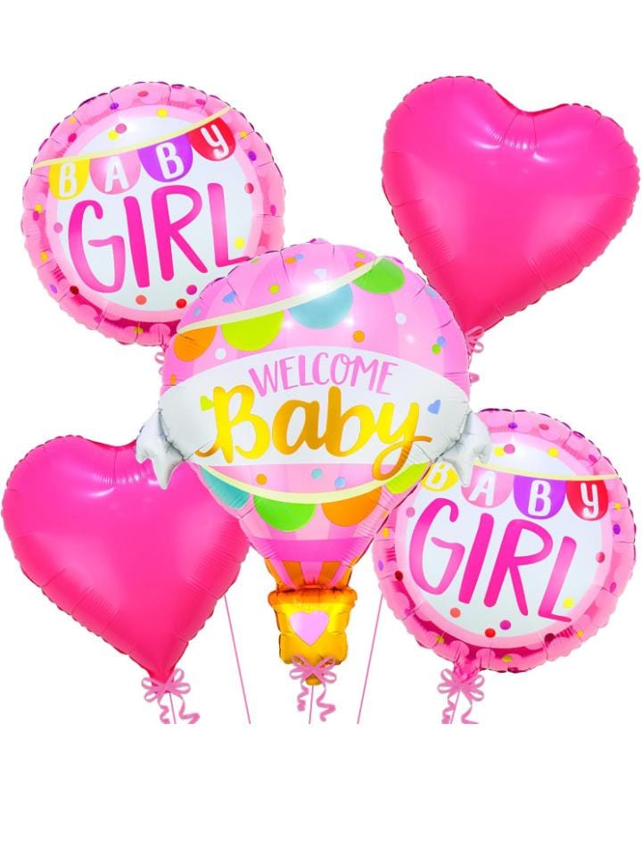 مجموعة بالونات فويل هيليوم سبوع بنت شكل منطاد