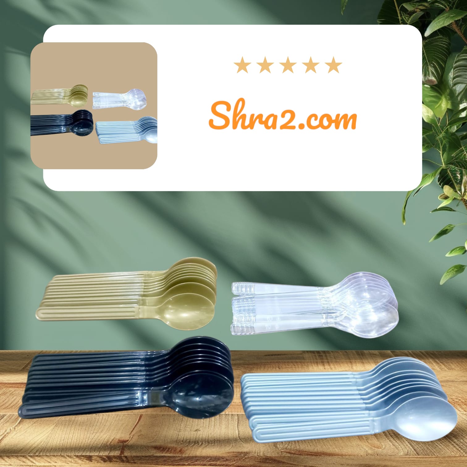 ملاعق اكليرك اللوان متعدده بلاستيك تقيل مكون من 10 قطع