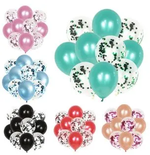 بالونات ميتالك اللوان متعدده 10 بالونات 5ساده و 5 بالونات شفافه ترتر