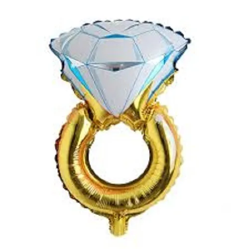 بالونة هيليوم شكل خاتم خطوبة لون ذهبي