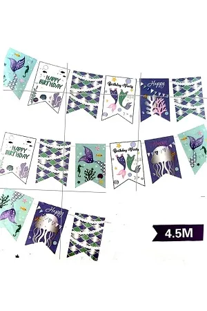 بانر عيد ميلاد شكل عروسة البحر وعالم البحار بعبارة عيد ميلاد سعيد