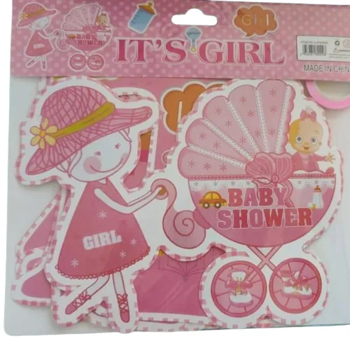 بانر سبوع بنت شكل طفلة بعبارة بيبي شاور