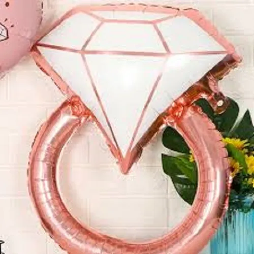 بالونة هيليوم فويل شكل خاتم خطوبة لون روز جولد