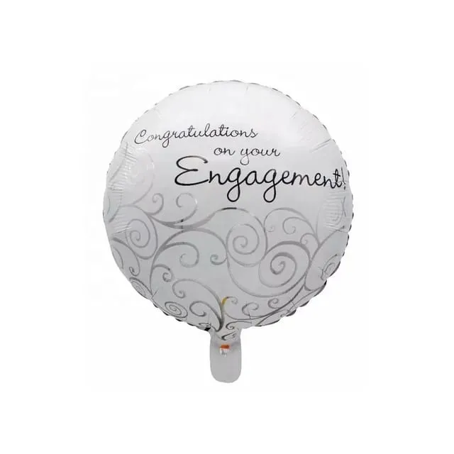 بالون فويل هيليوم لمناسبة الخطوبة لون ابيض وفضي